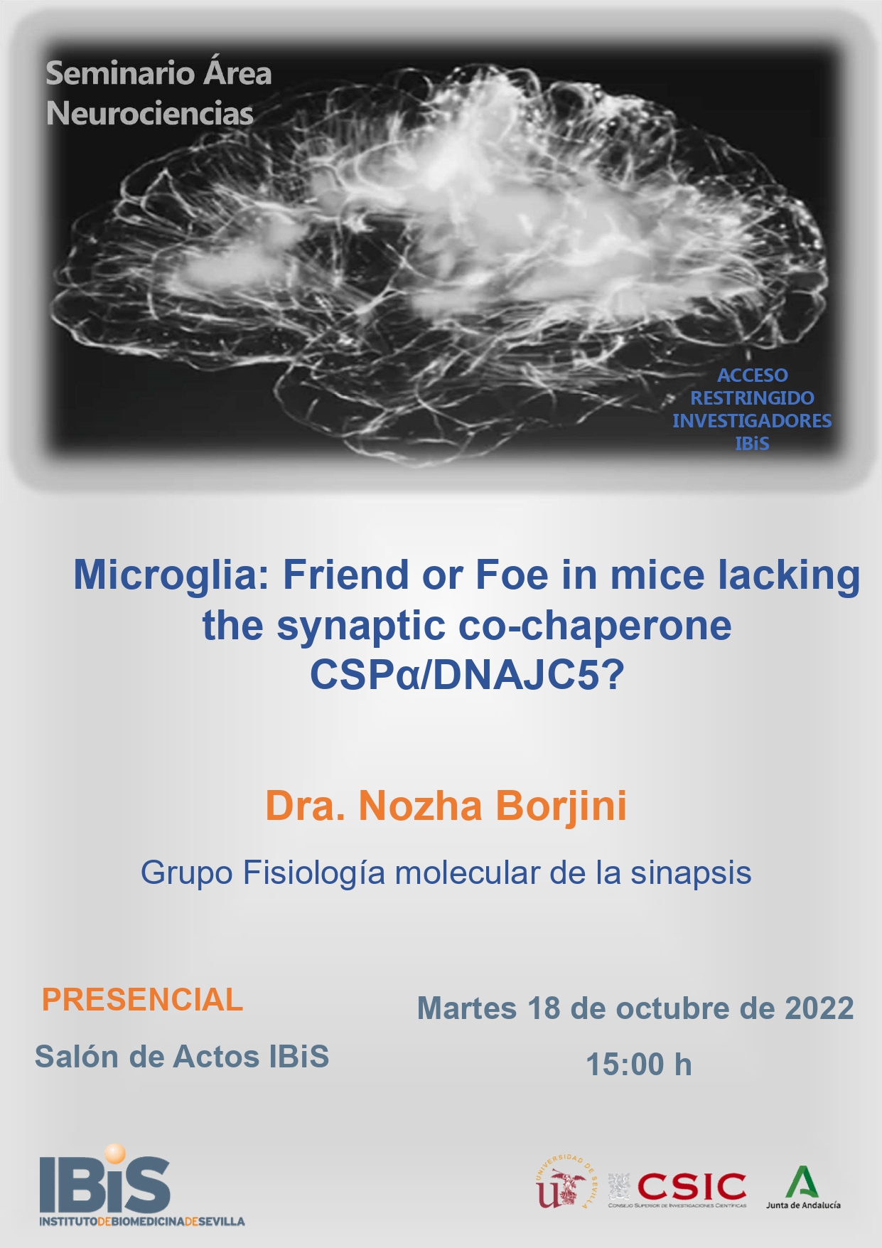 Poster: Microglia: Friend or Foe in mice lacking the synaptic co-chaperone CSPα/DNAJC5?