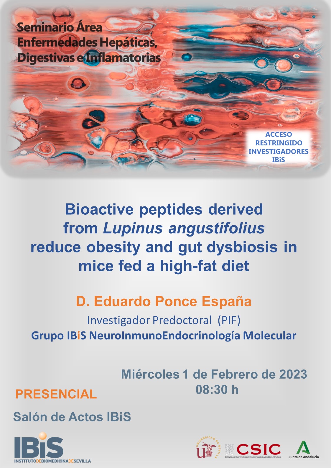 Poster: Bioactive peptides derived from Lupinus angustifolius reduce obesity and gut dysbiosis in mice fed a high fat diet