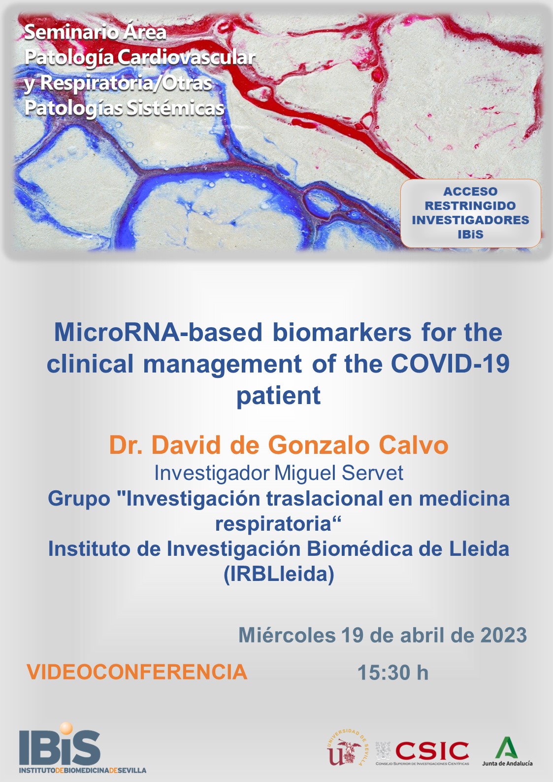 Poster: MicroRNA-based biomarkers for the clinical management of the COVID-19 patient