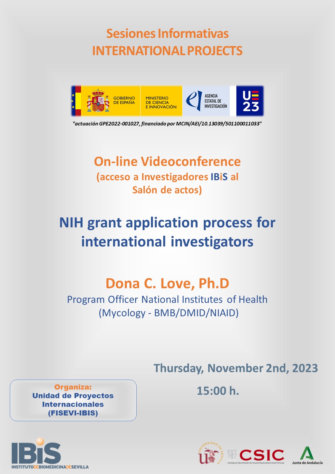 Poster: NIH grant application process for international investigators