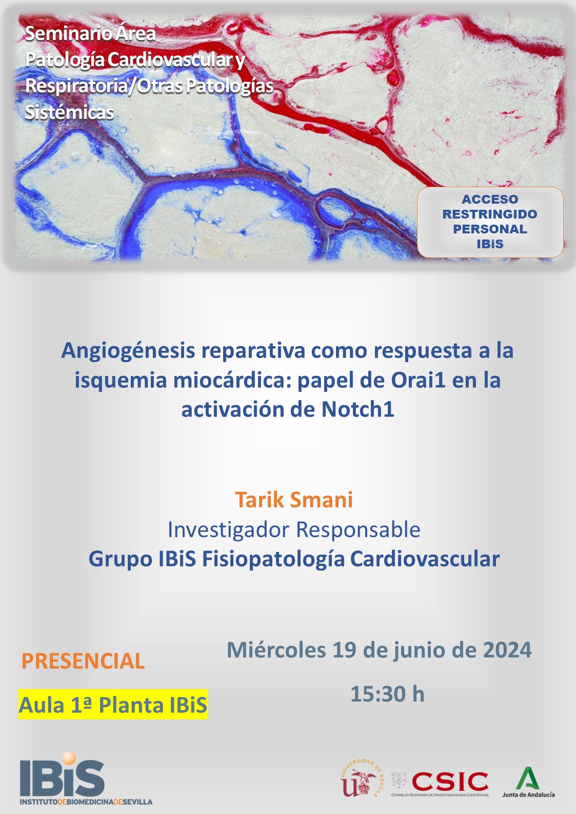 Poster: Angiogénesis reparativa como respuesta a la isquemia miocárdica: papel de Orai1 en la activación de Notch1
