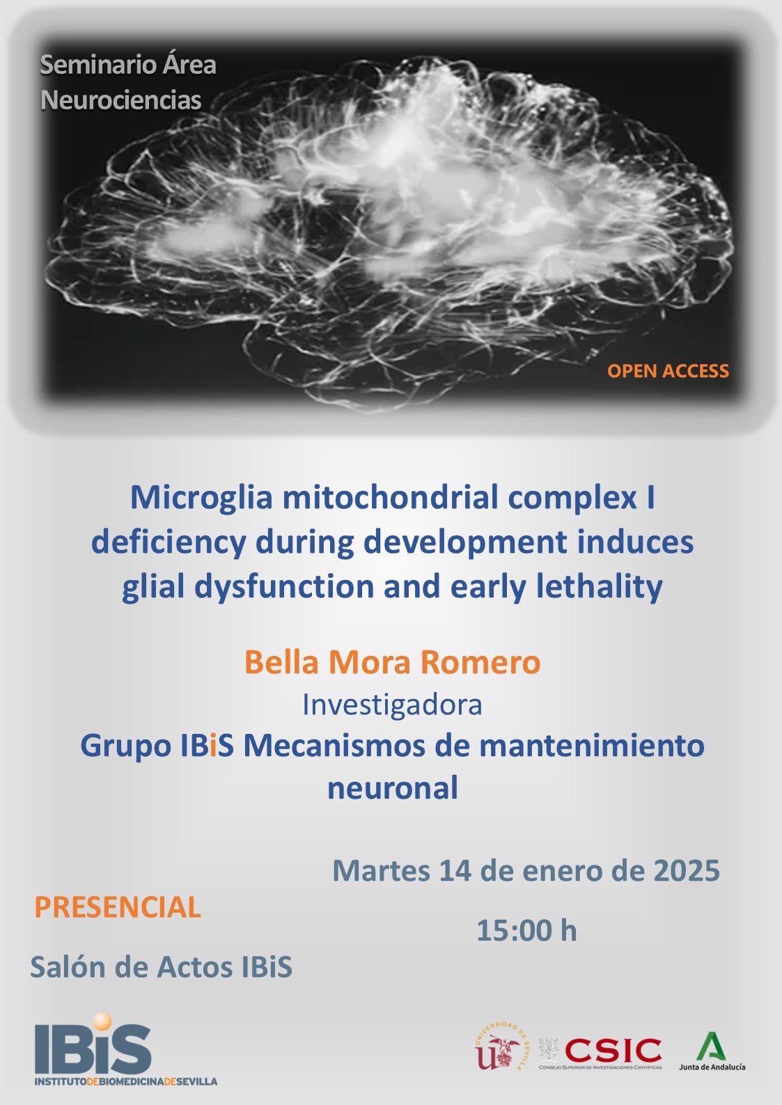 Poster: Microglia mitochondrial complex I deficiency during development induces glial dysfunction and early lethality