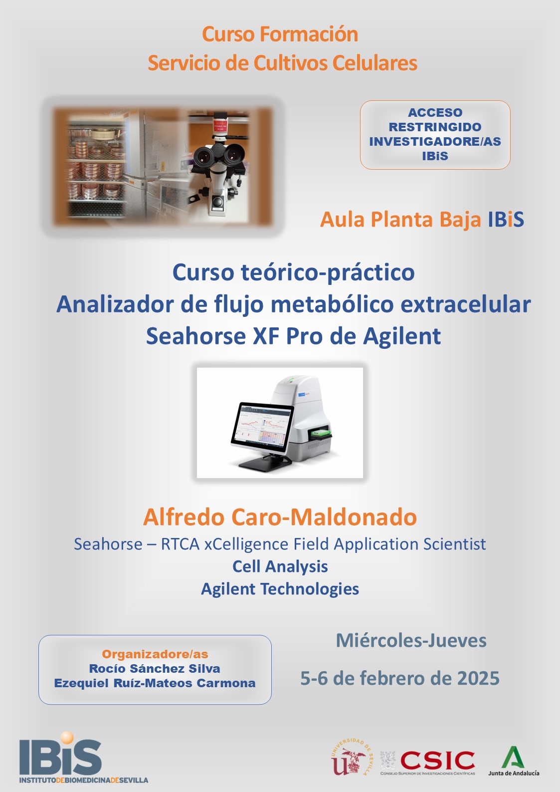 Poster: Curso teórico-práctico Analizador de flujo metabólico extracelular Seahorse XF Pro de Agilent