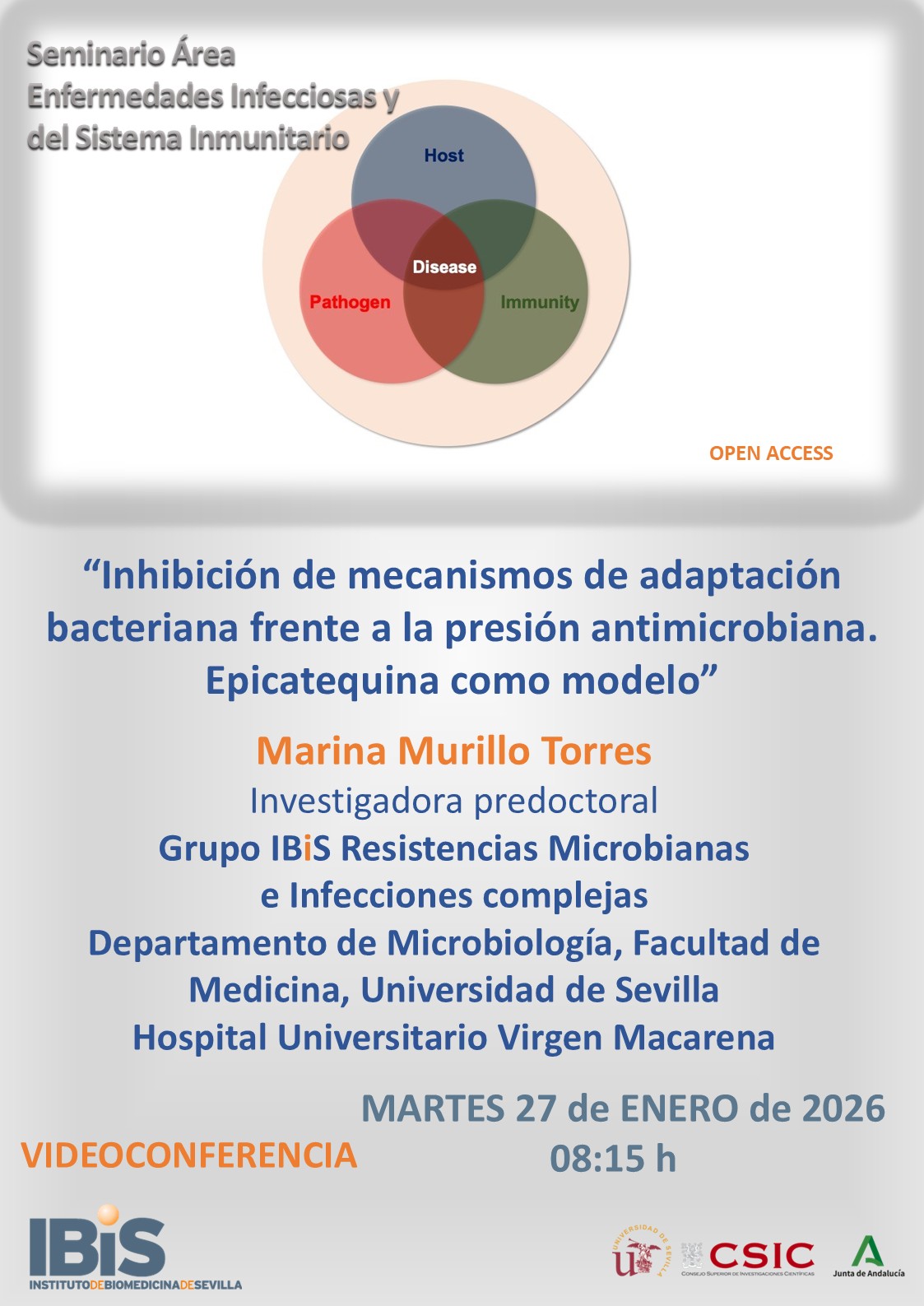 Poster: Inhibición de mecanismos de adaptación bacteriana frente a la presión antimicrobiana. Epicatequina como modelo