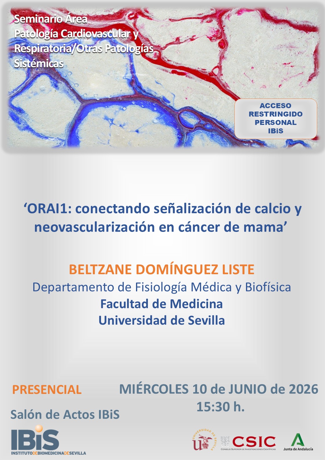 Poster: ORAI1: conectando señalización de calcio y neovascularización en cáncer de mama
