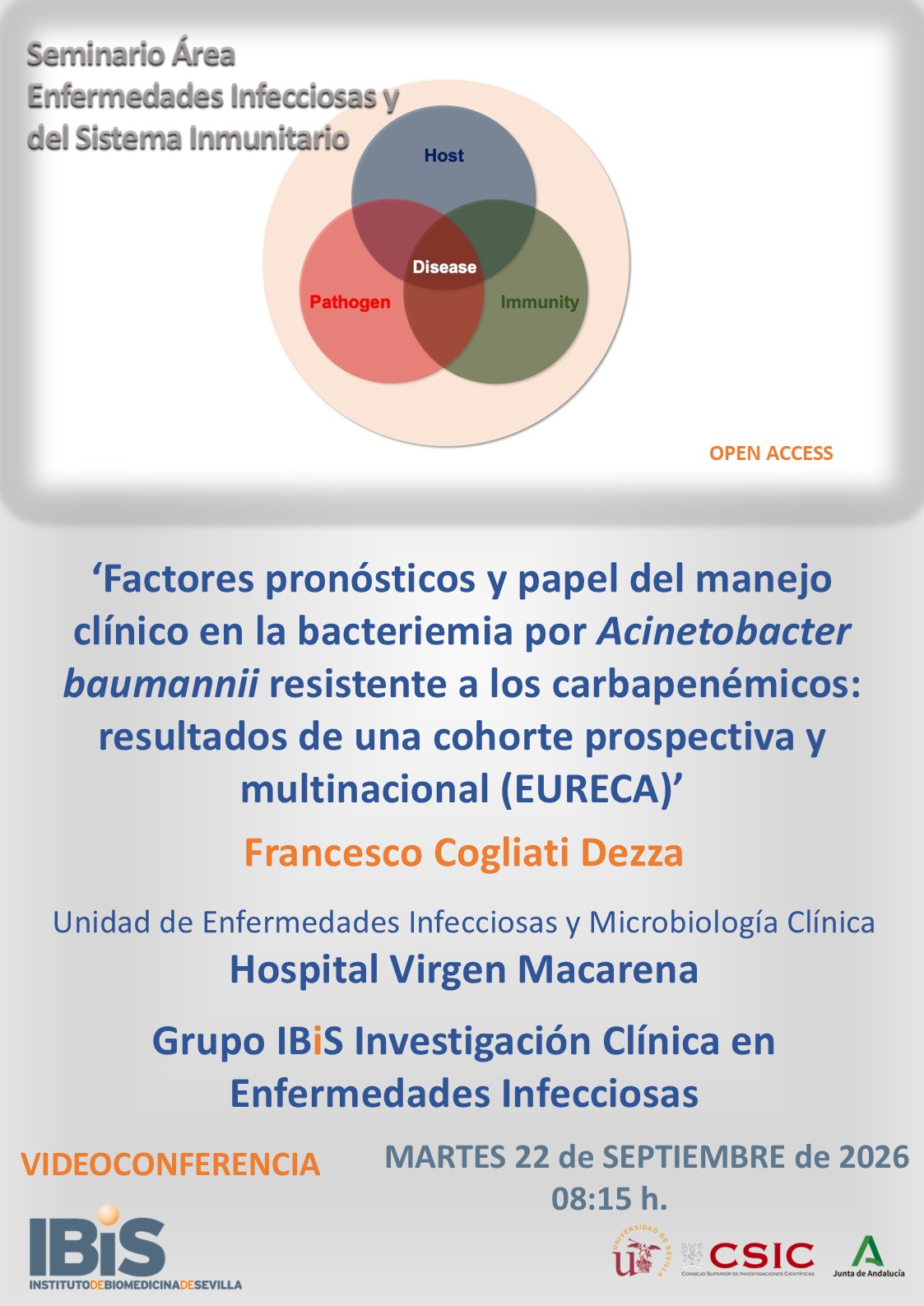 Poster: Factores pronósticos y papel del manejo clínico en la bacteriemia por Acinetobacter baumannii resistente a los carbapenémicos: resultados de una cohorte prospectiva y multinacional (EURECA)